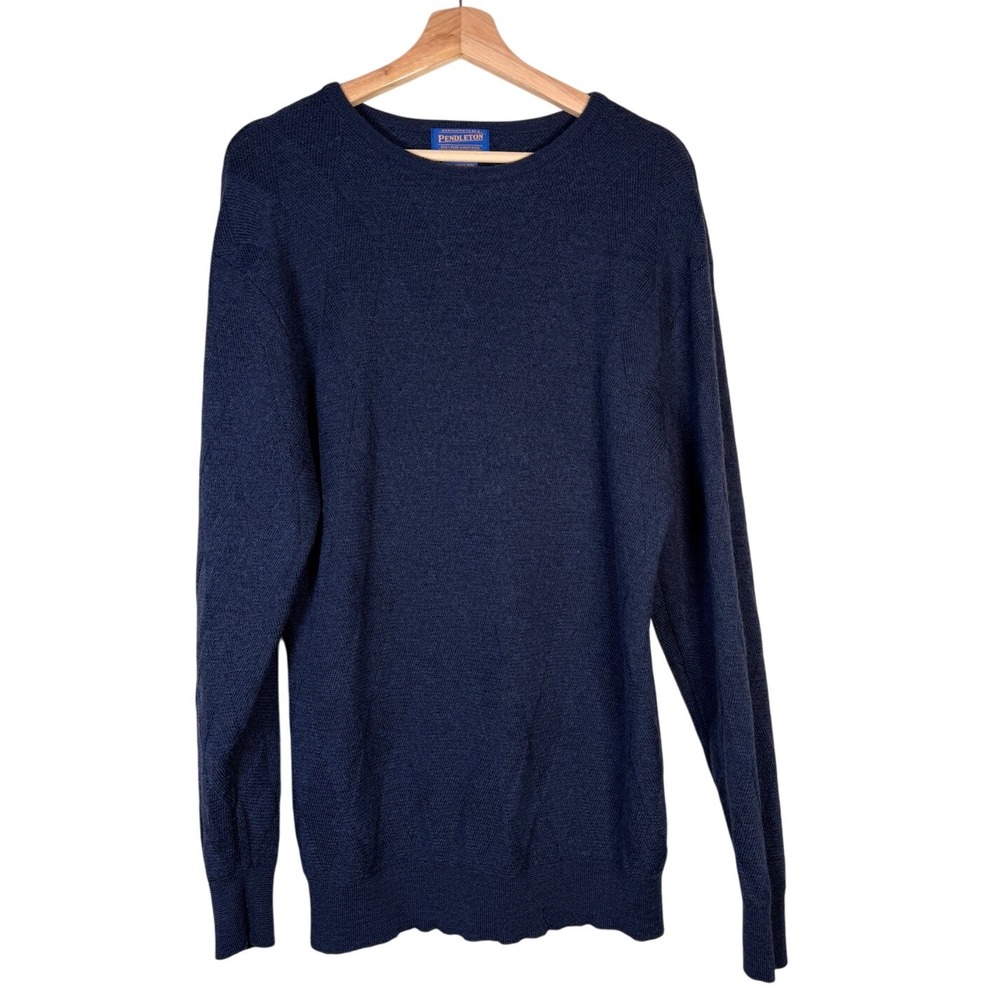Pendleton Men's Merino Wool Crew Neck Long‎ Sleeve Sweater Dark Blue Size M